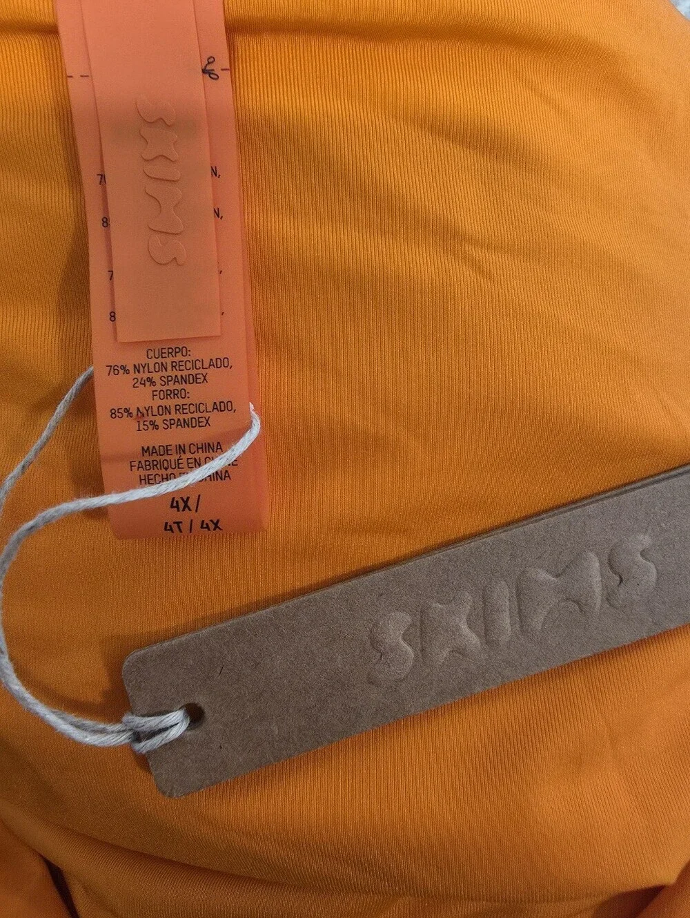 Skims Swim Long Sleeve Underwire Top in Orange -NWT